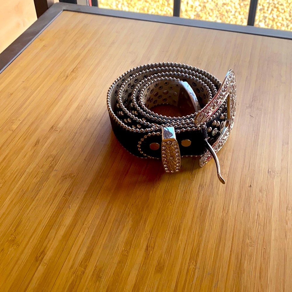 Black and silver diamond belt